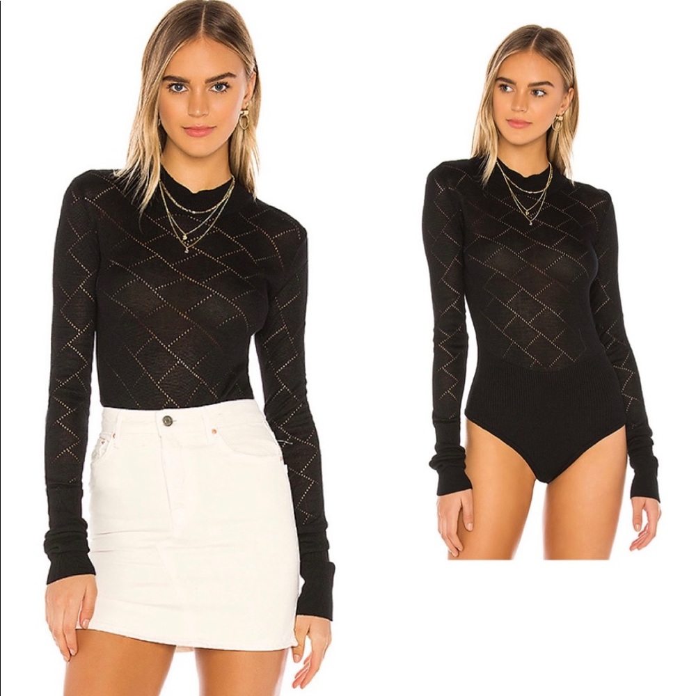Free People What’s the Pointelle Black Bodysuit